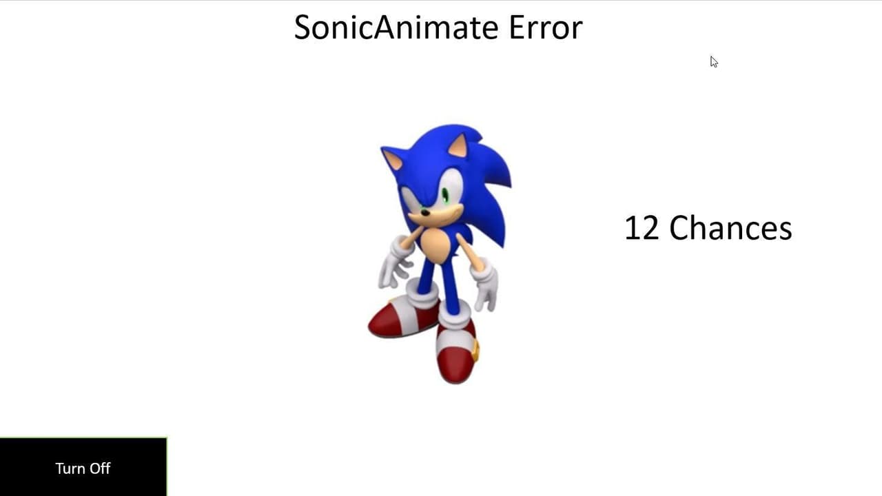 SonicAnimate Error screenshot 2