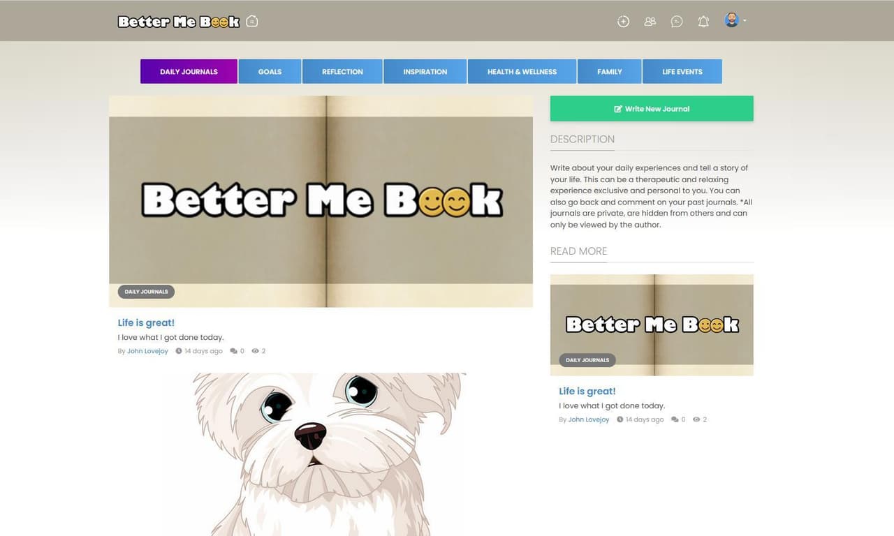 Better Me Book [Digital Diary and Self Help Platform]