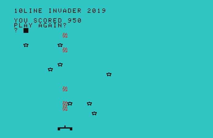 2019 10 Liner Game Contest - INVADER screenshot 2