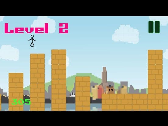 Tiny Stick-Man Skate-Boarding Awsome Pixel Game