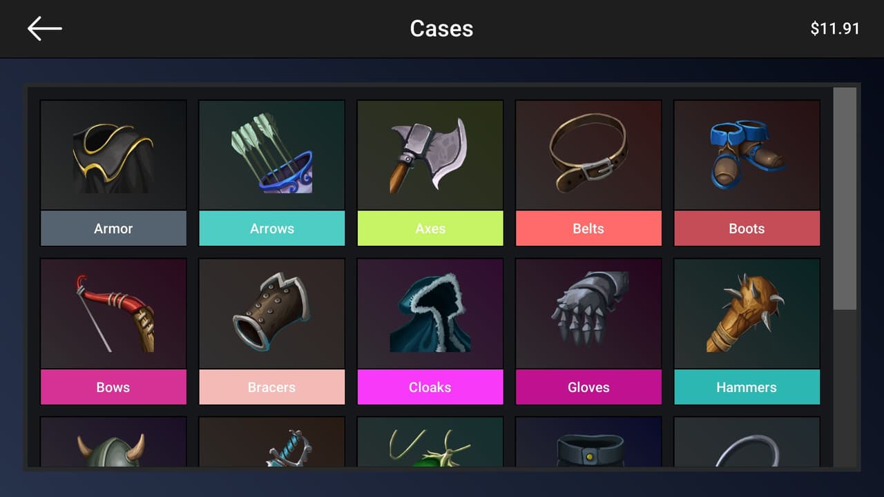 Case Simulator Weapons and Armors