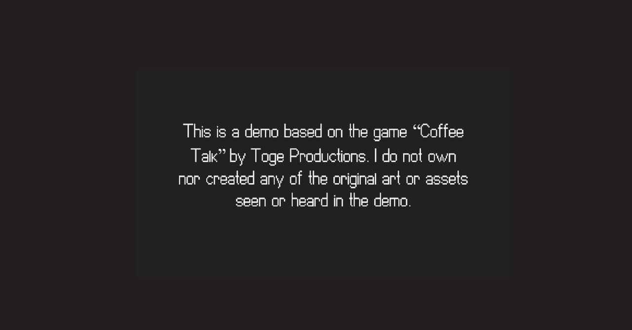 Coffee Talk Front-End Splash, Start, and Options Demo screenshot 2