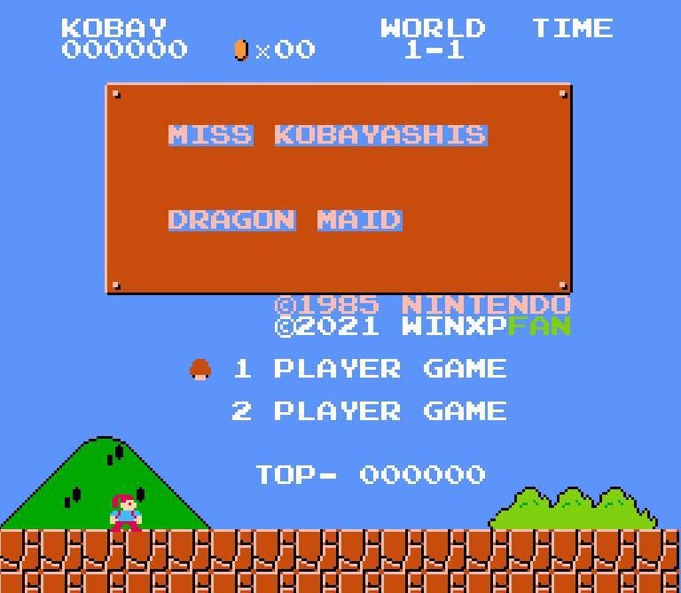 Miss. Kobayashi in super mario bros (smb1 romhack) screenshot 2