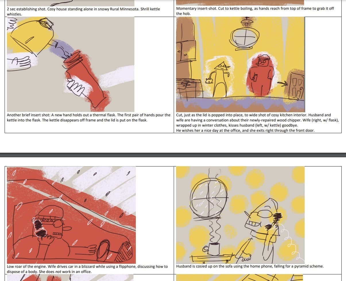 4-page cutscene storyboard