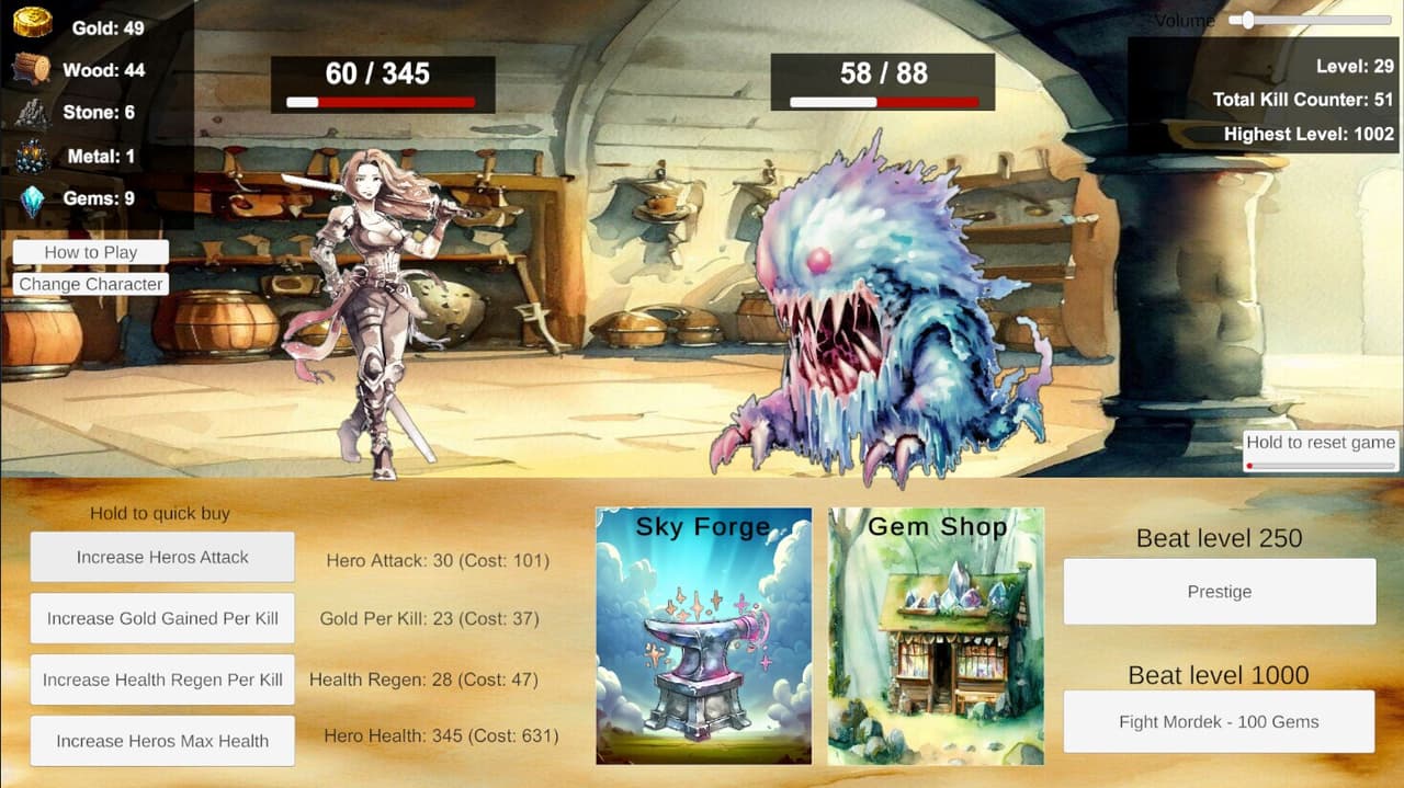 Heros and Monsters: Idle Clicker Game screenshot 2