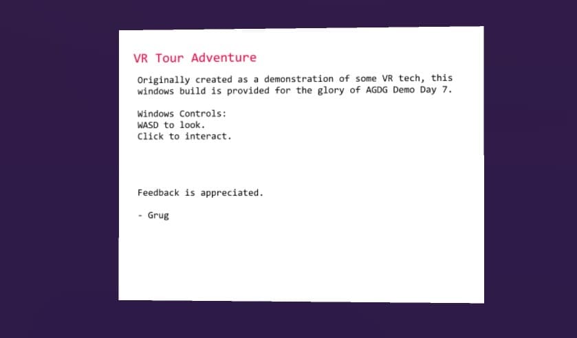 VR Tour Adventure - Demo Day 7