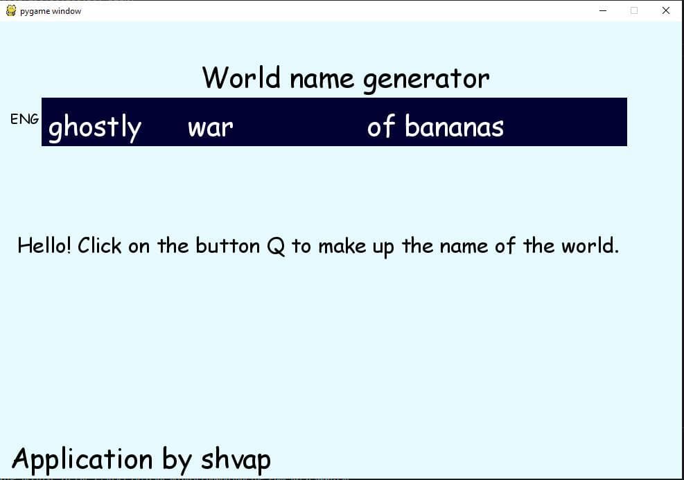 World Name Generator(demo v)