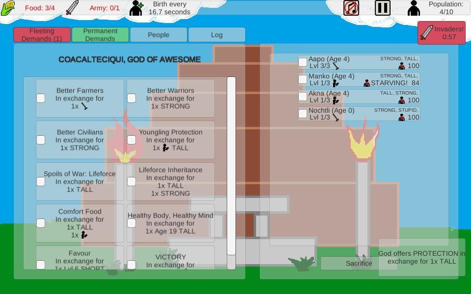 Tecuhtliztacuhxochtls Sacrifice Simulator