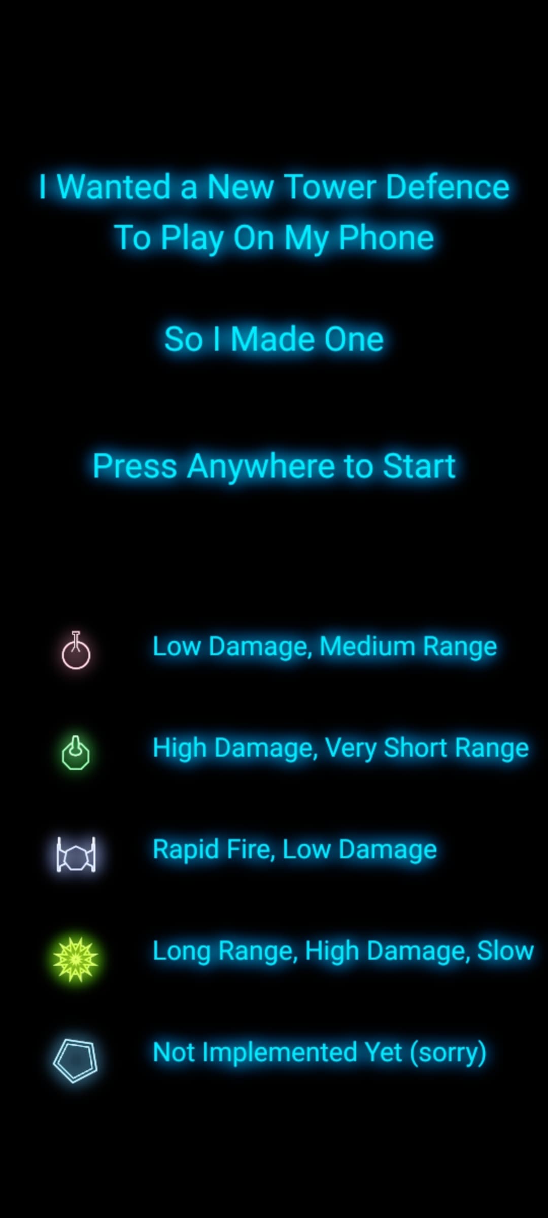 I Wanted a New Tower Defense game