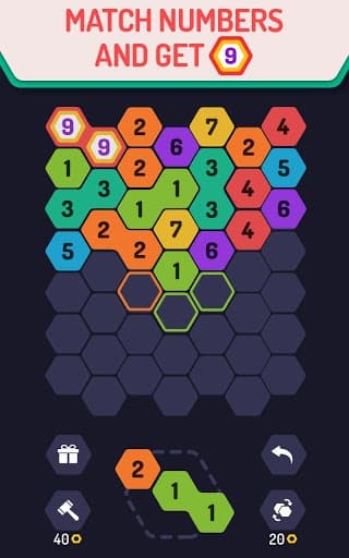UP 9 - Hexa Puzzle! Merge Numbers to get 9 screenshot 2