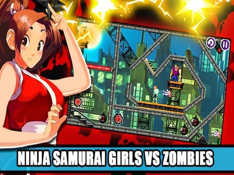 Ninja Samurai Girls Vs Zombies (a puzzle action level game) screenshot 2