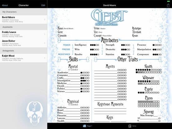 Real Sheet: NWOD Geist ∞ screenshot 6