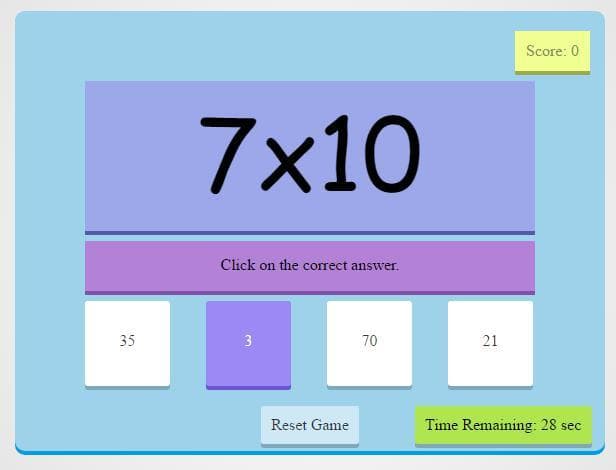 Simple Maths Game