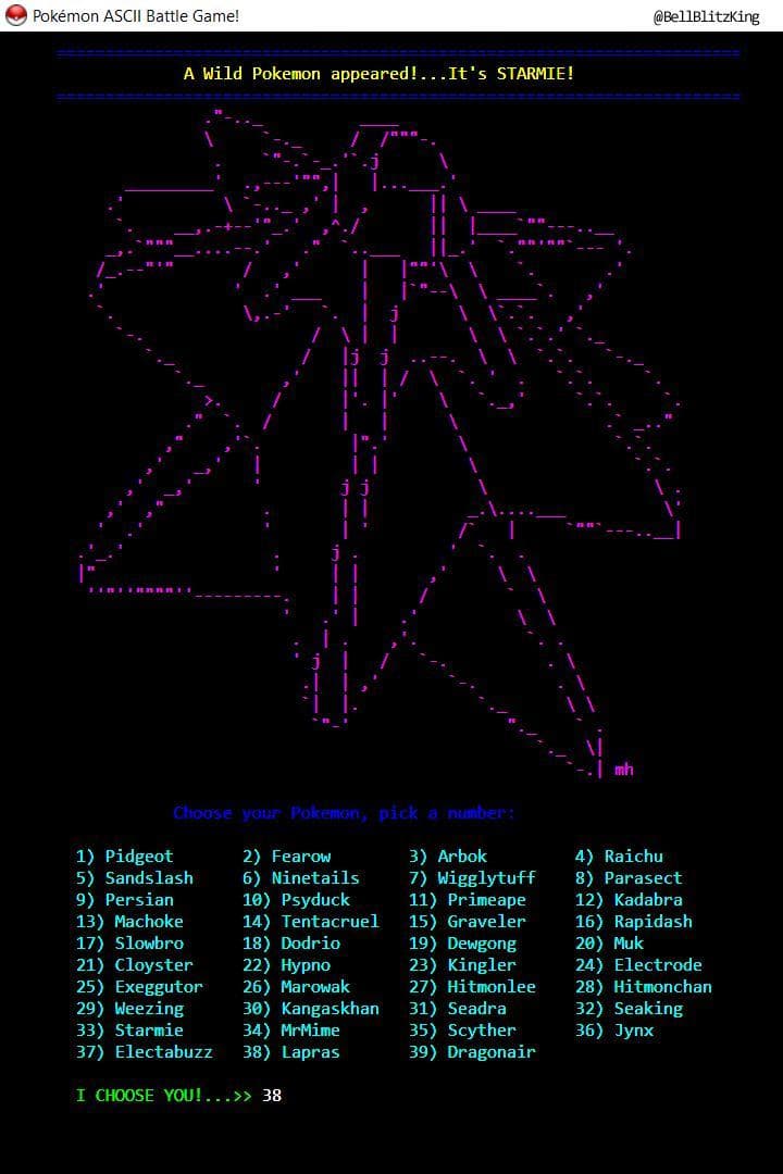 Pokémon ASCII Battle Game! screenshot 4