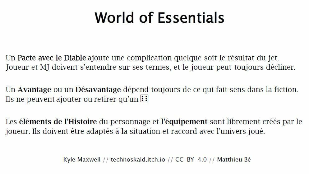 World of Essentials version française