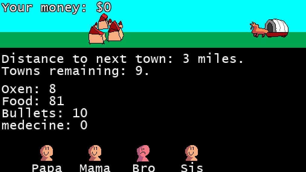 Oregon trail but I only had 3 hours.