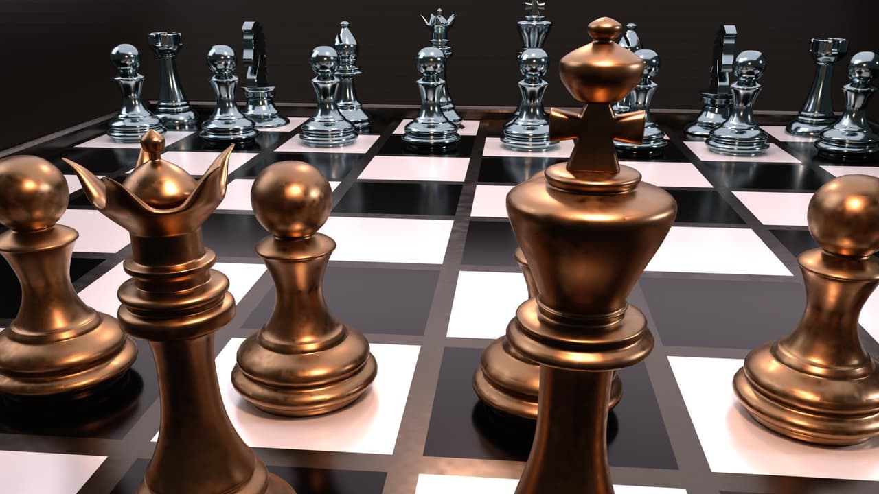 3D metal complete chess set model screenshot 5