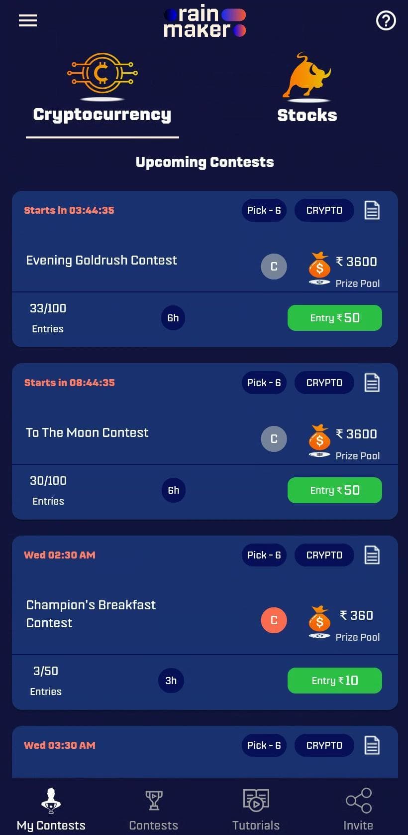 Rainmaker: Cryptocurrency & Stock Fantasy Gaming screenshot 2