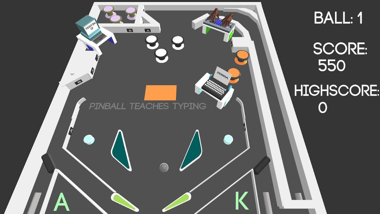 Pinball Teaches Typing