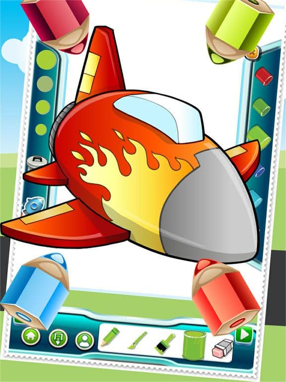 Flying on Plane Coloring Book World Paint and Draw Game for Kids