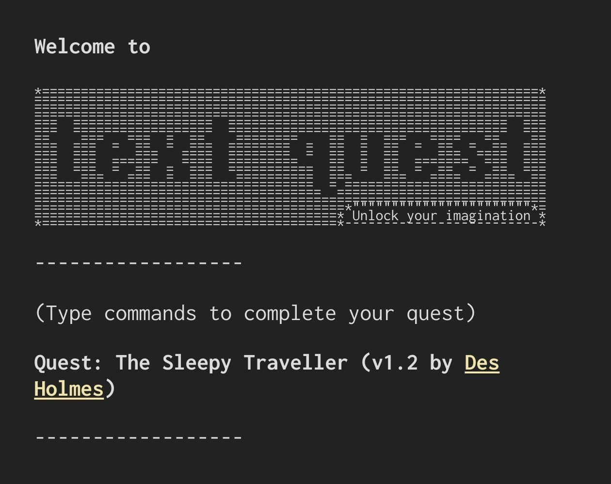 Text Quest: The Sleepy Traveller