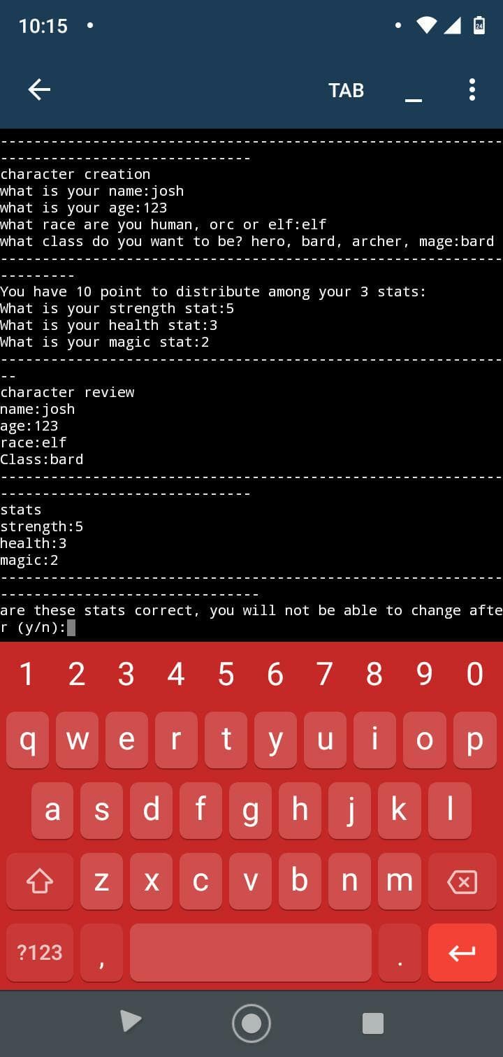 M-E Text Based Adventure Game