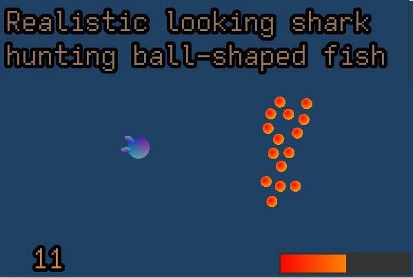 Realistic looking shark hunting ball-shaped fish
