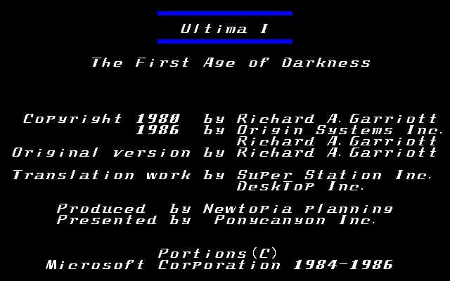 Ultima I: The First Age of Darkness