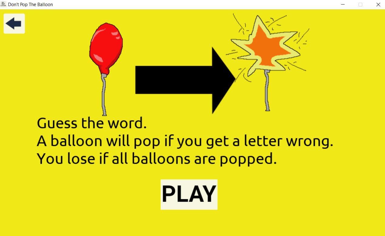 Dont Pop The Balloon - A Word Guessing Game