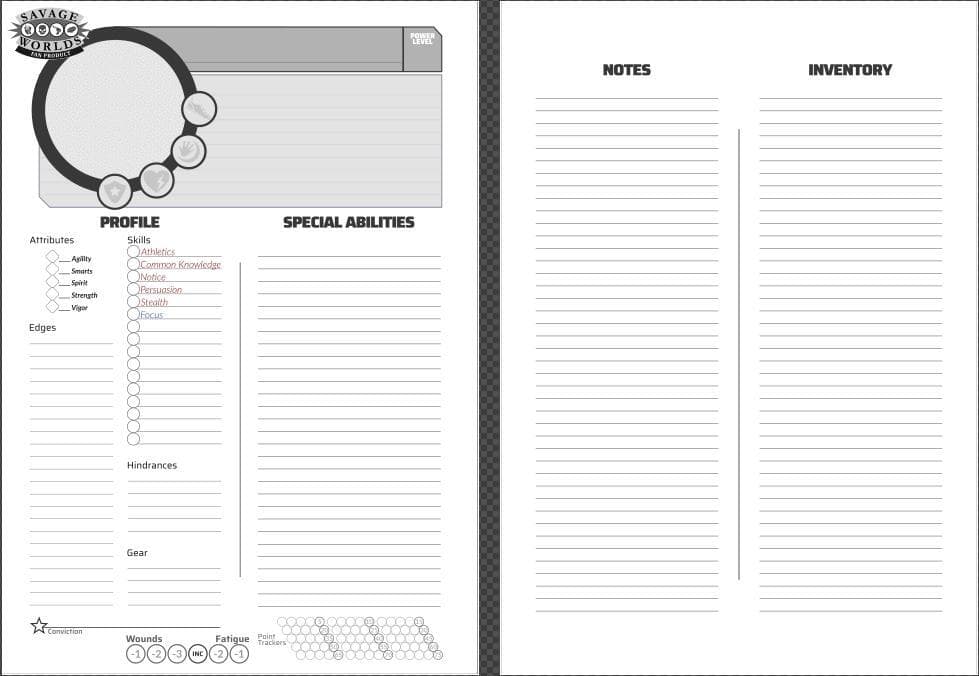 Savage Worlds Character Sheet