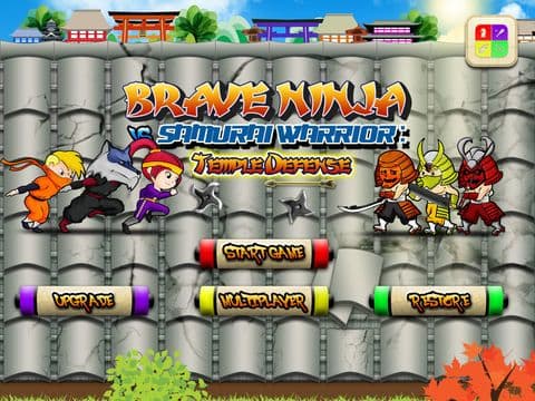 Brave Kid Ninja vs Clumsy Zombie Samurai Run: Temple Defense Free
