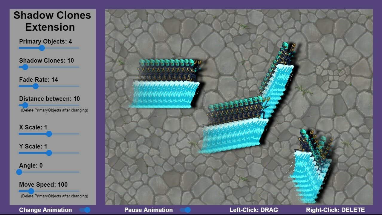 ShadowClones extension demo
