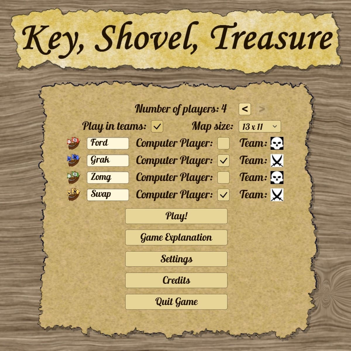 Key, Shovel, Treasure