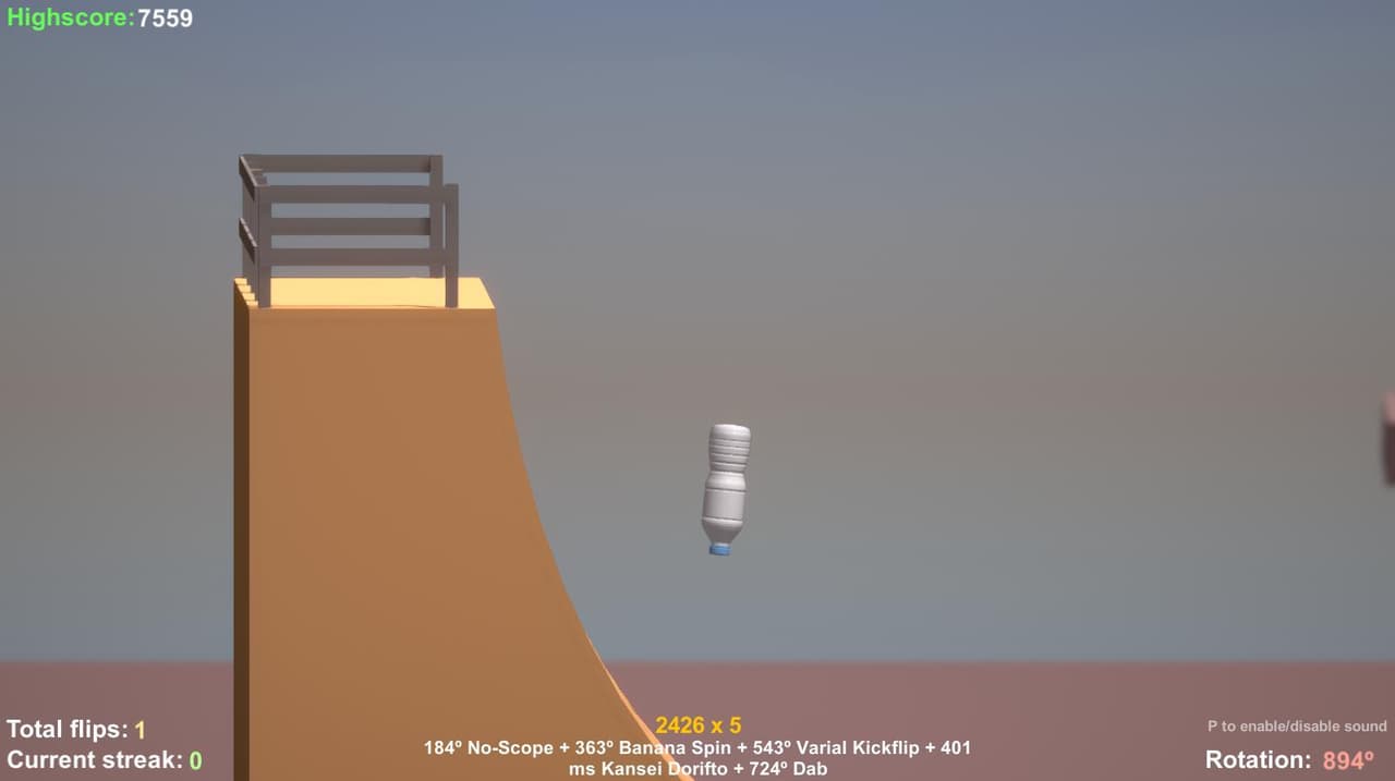 Pro Skater but its actually a bottleflip game screenshot 4