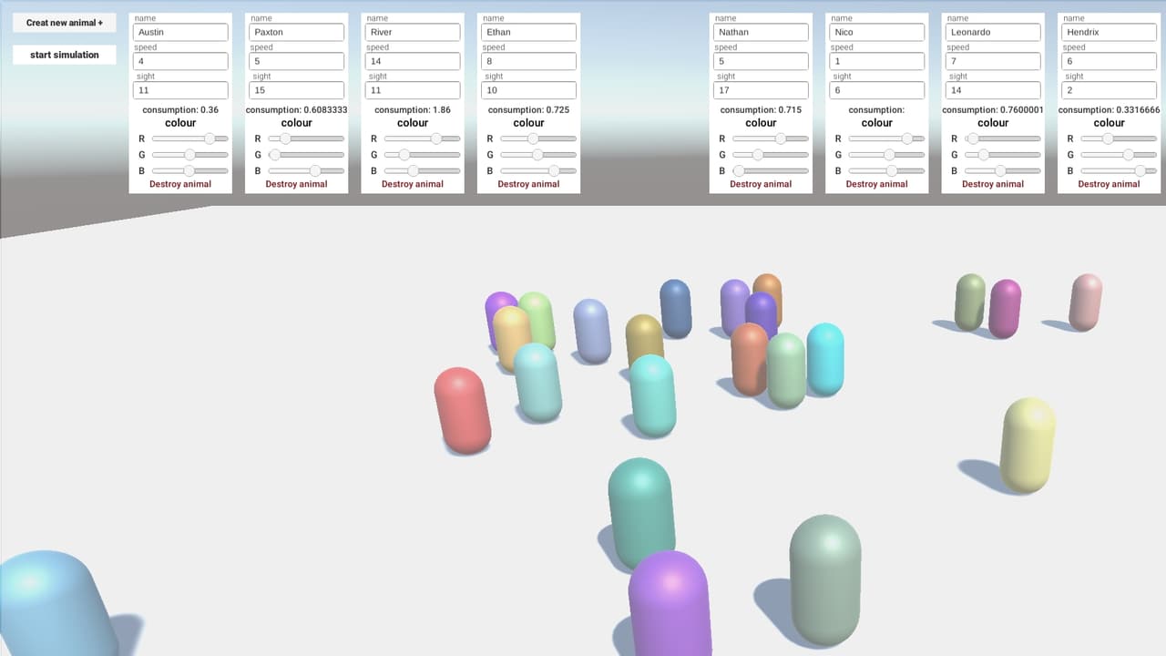 Simple evolution Simulator screenshot 2
