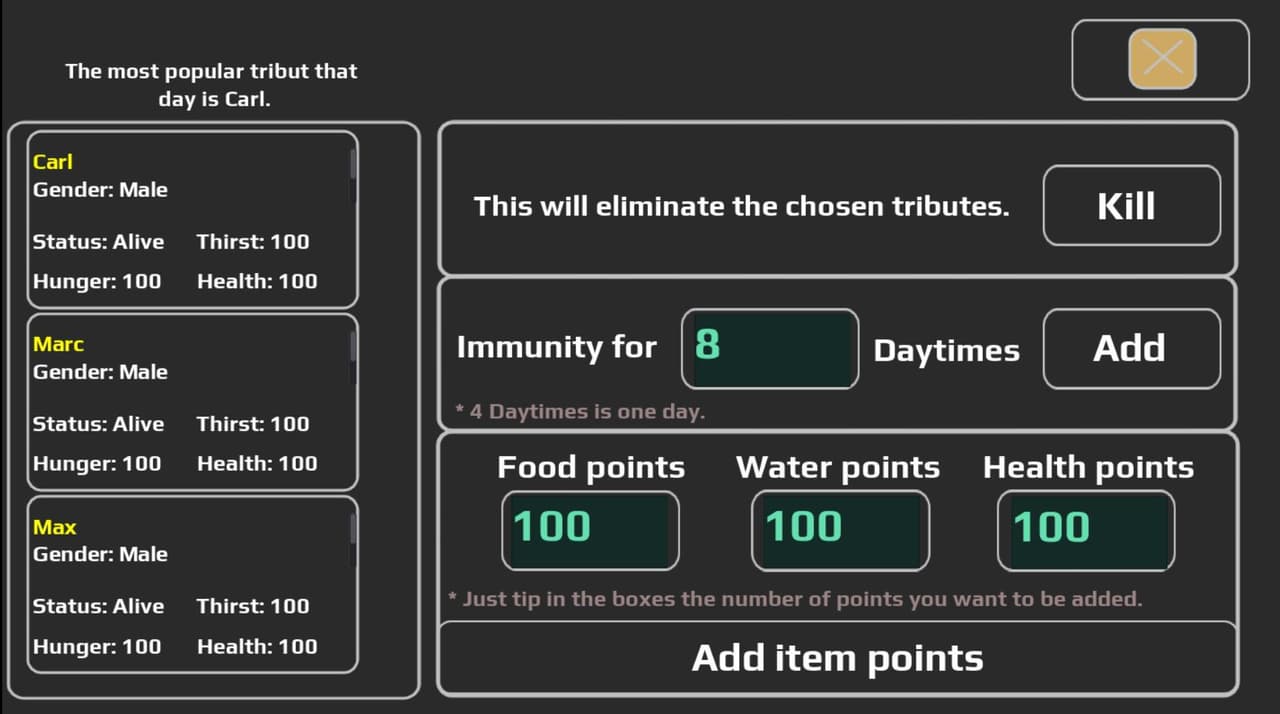 Advanced Hunger Games Simulator