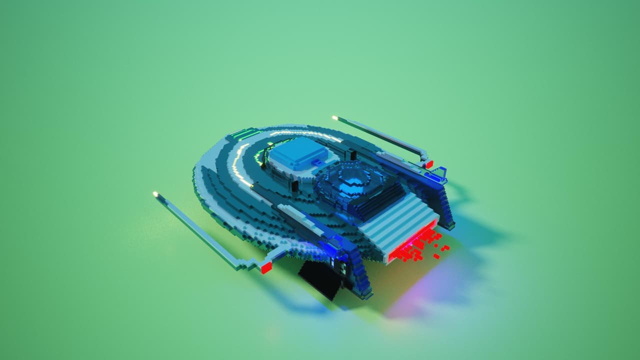 3D spaceship voxel model screenshot 2