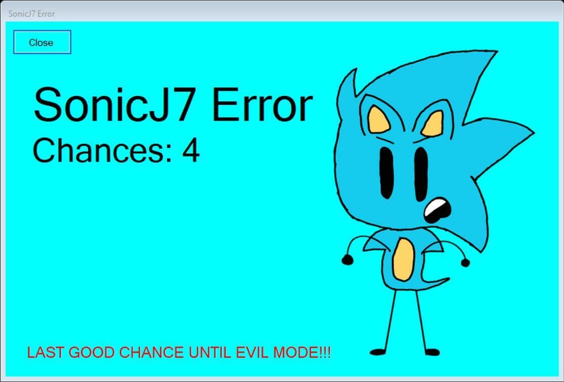 SonicJ7 Error screenshot 3