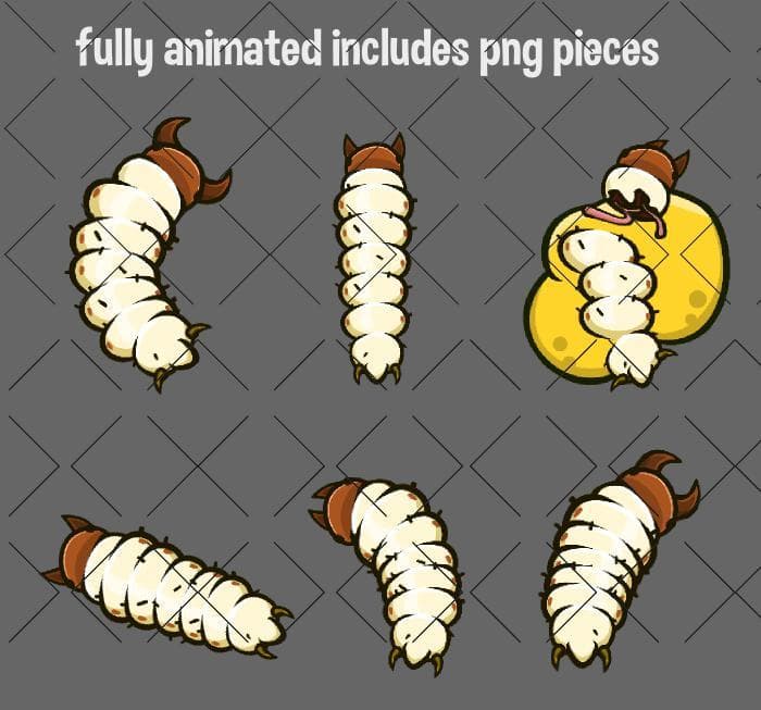 Animated insect larva game sprite screenshot 2