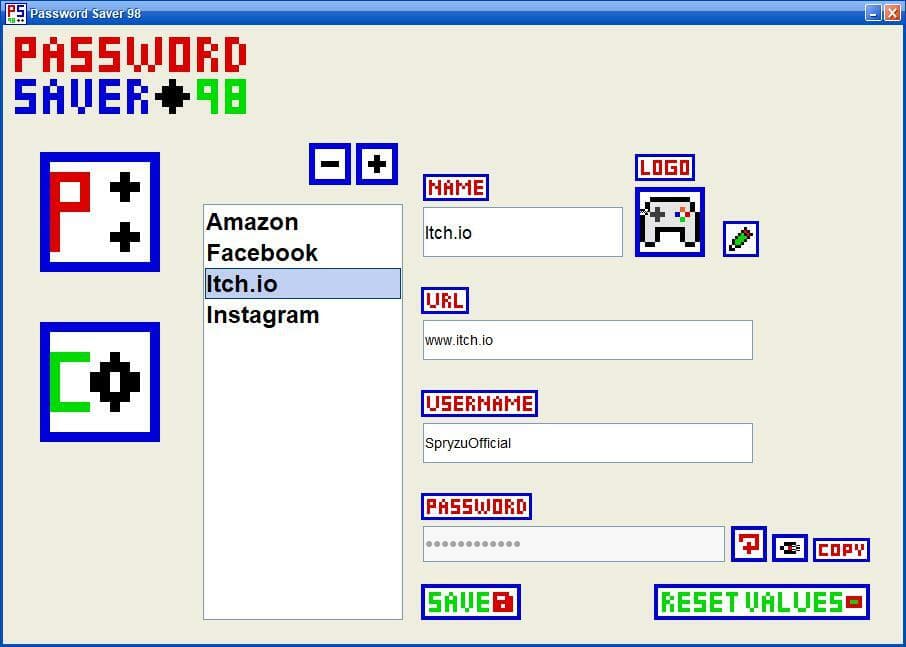 Password Saver 98 v1.0 screenshot 2