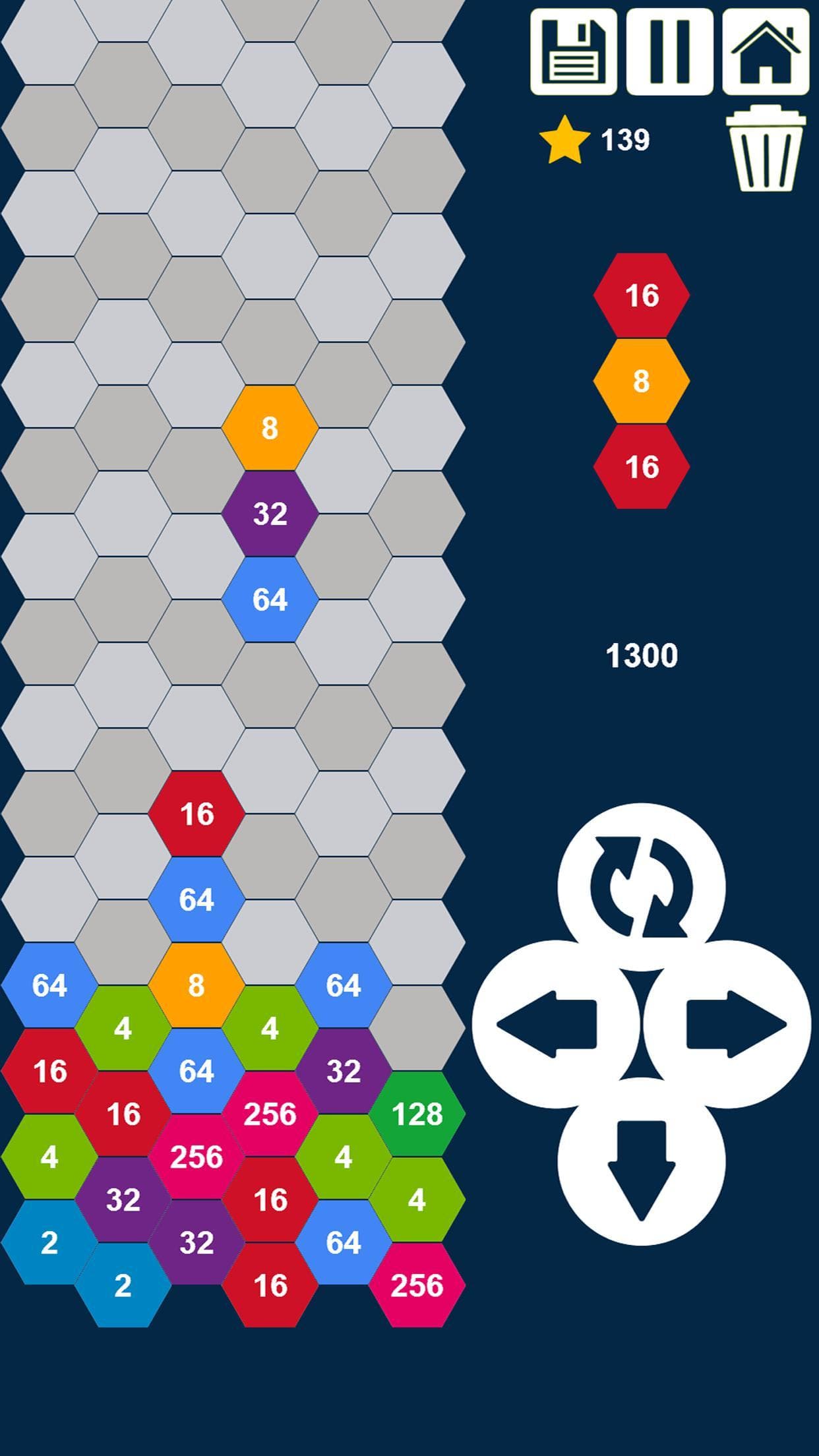 Hexa Columns 2048 Puzzle: Drop n Merge Numbers screenshot 4