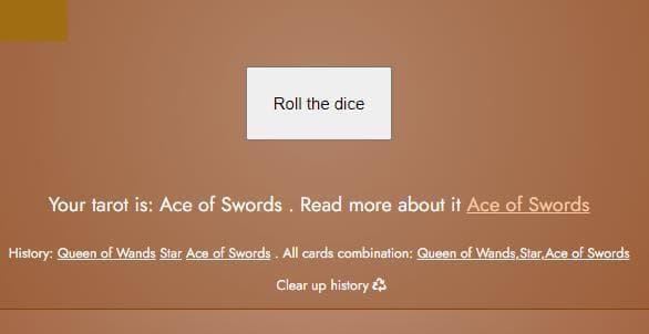 Roll tarot dice screenshot 2