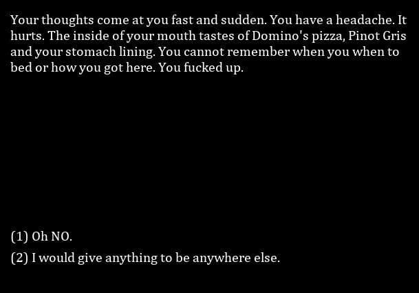 Good Morning: A Depressing Text Adventure.