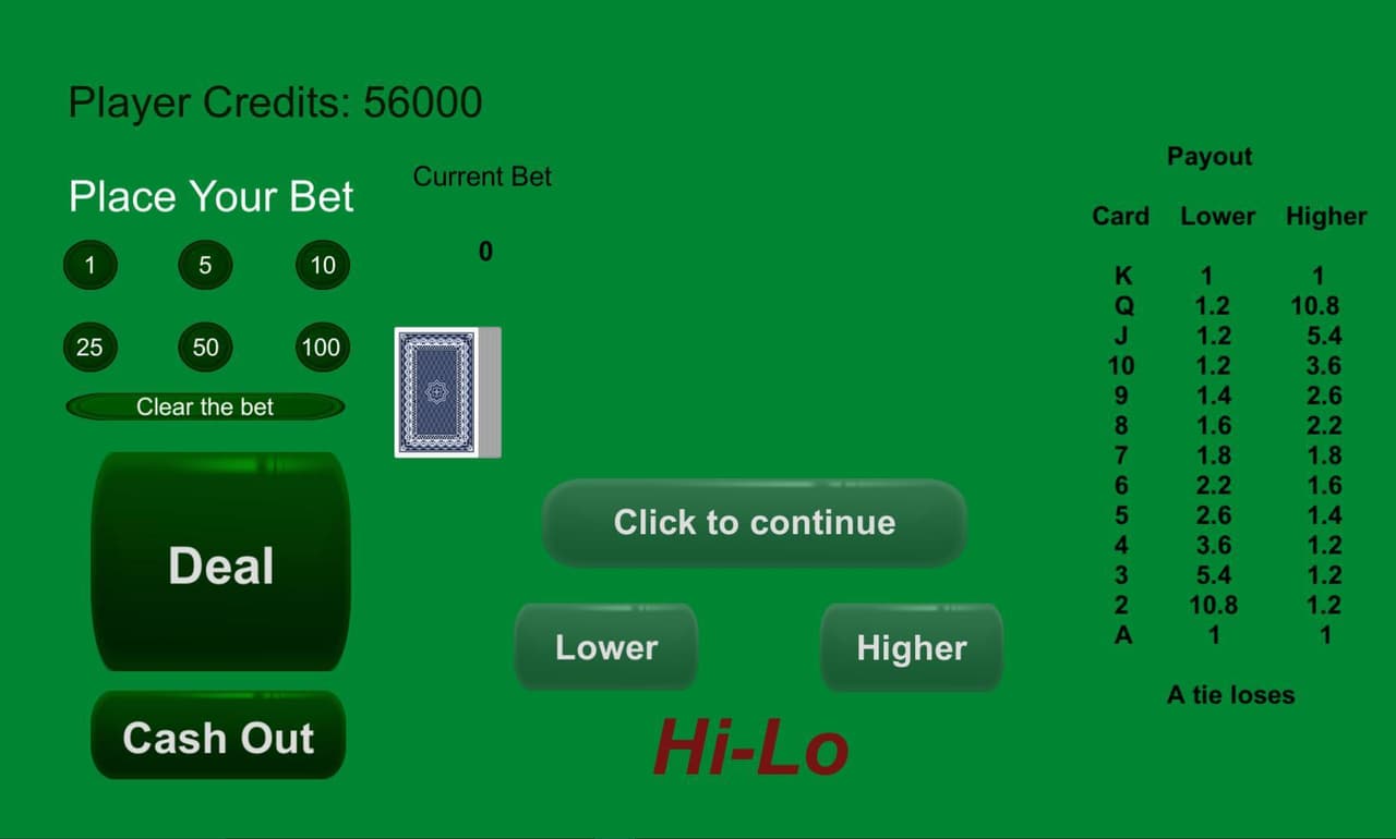 Hi-Lo/Red Dog Poker screenshot 2