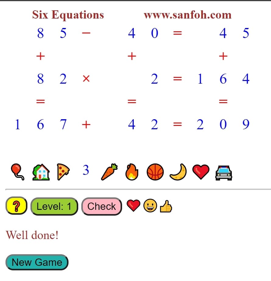 The Six Equations Game
