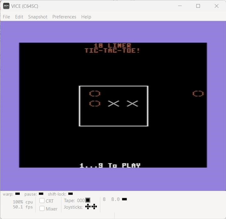 TIC-TAC-TOE (10 LINER) screenshot 3