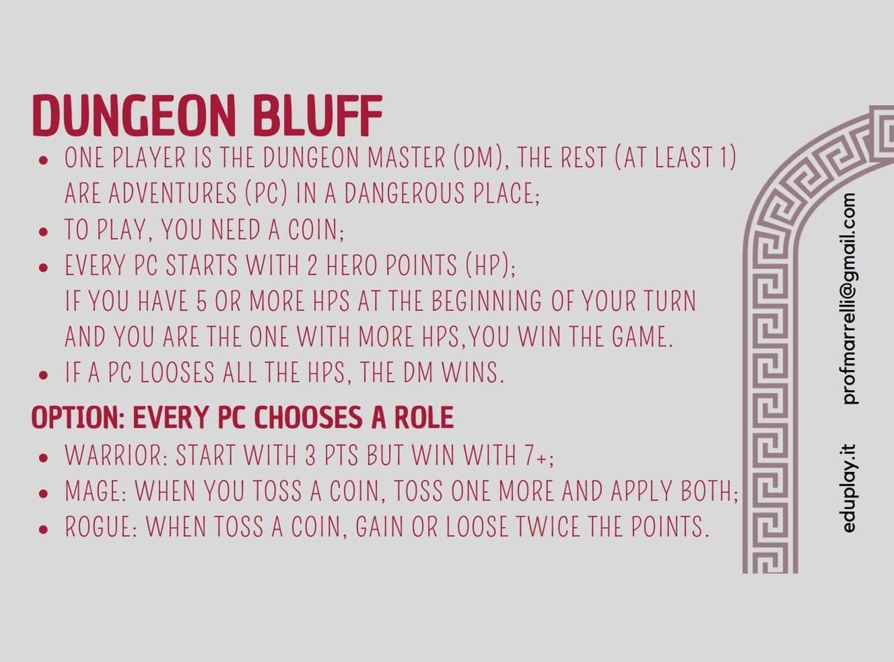 Dungeon Bluff: a business card RPG