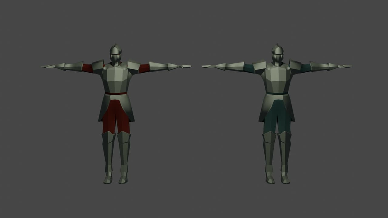 Lowpoly Knight model 01 with sword and shield Low-poly 3D model FBX files screenshot 3