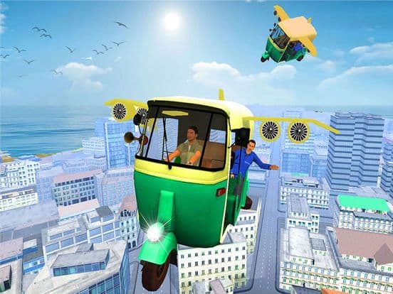 Futuristic Flying tuk tuk rickshaw simulator 3D screenshot 4