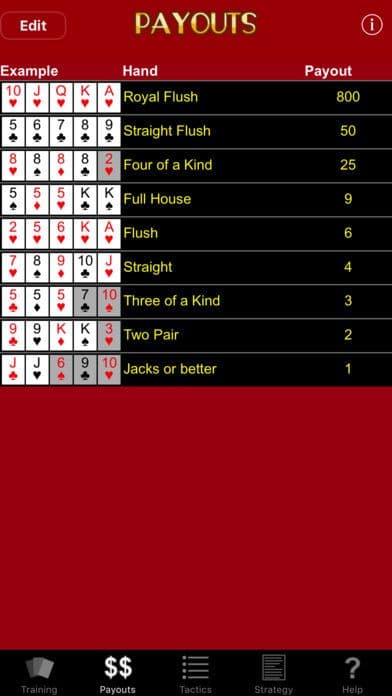 Video Poker Trainer - Jacks or Better screenshot 5